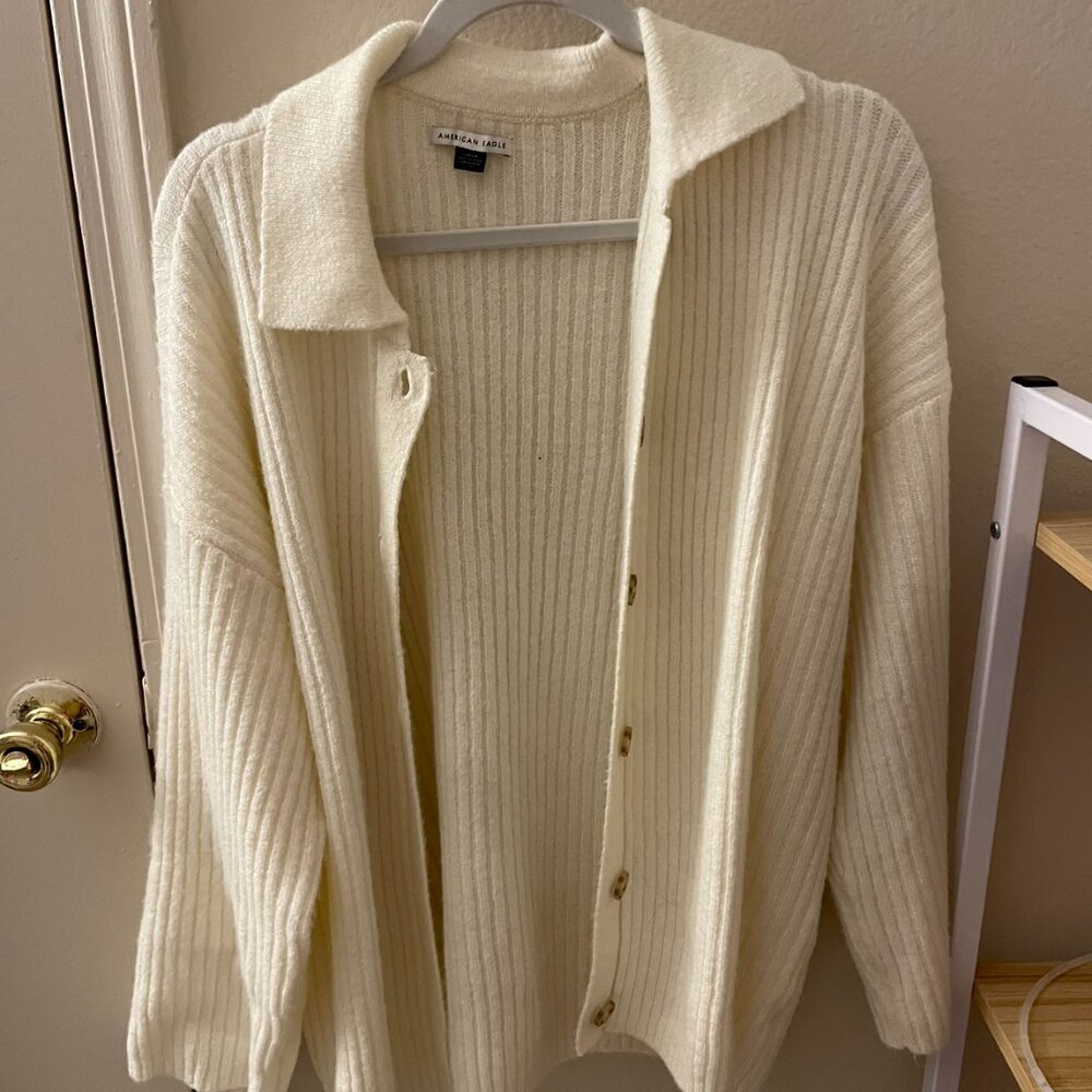 American Eagle Cream Cardigan worn once